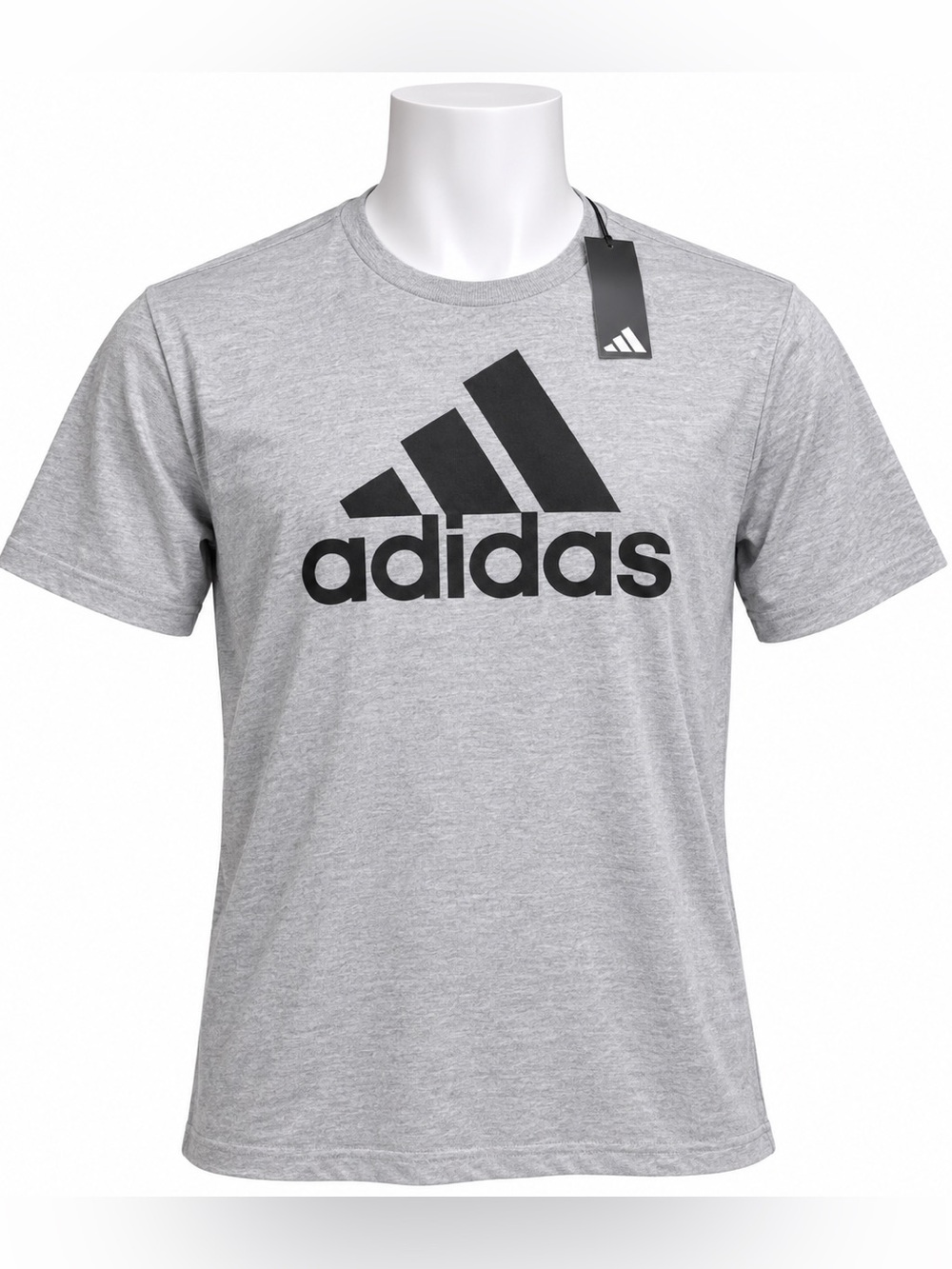 adidas Gray Short Sleeve Logo Tee with Black Print